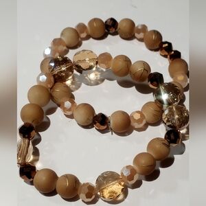 Elegant Brown and Gold Beaded Bracelet